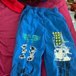 Vitriol Nylon Wind Jogger Pants Sz S Small Women Royal Blue GUC Anime Print